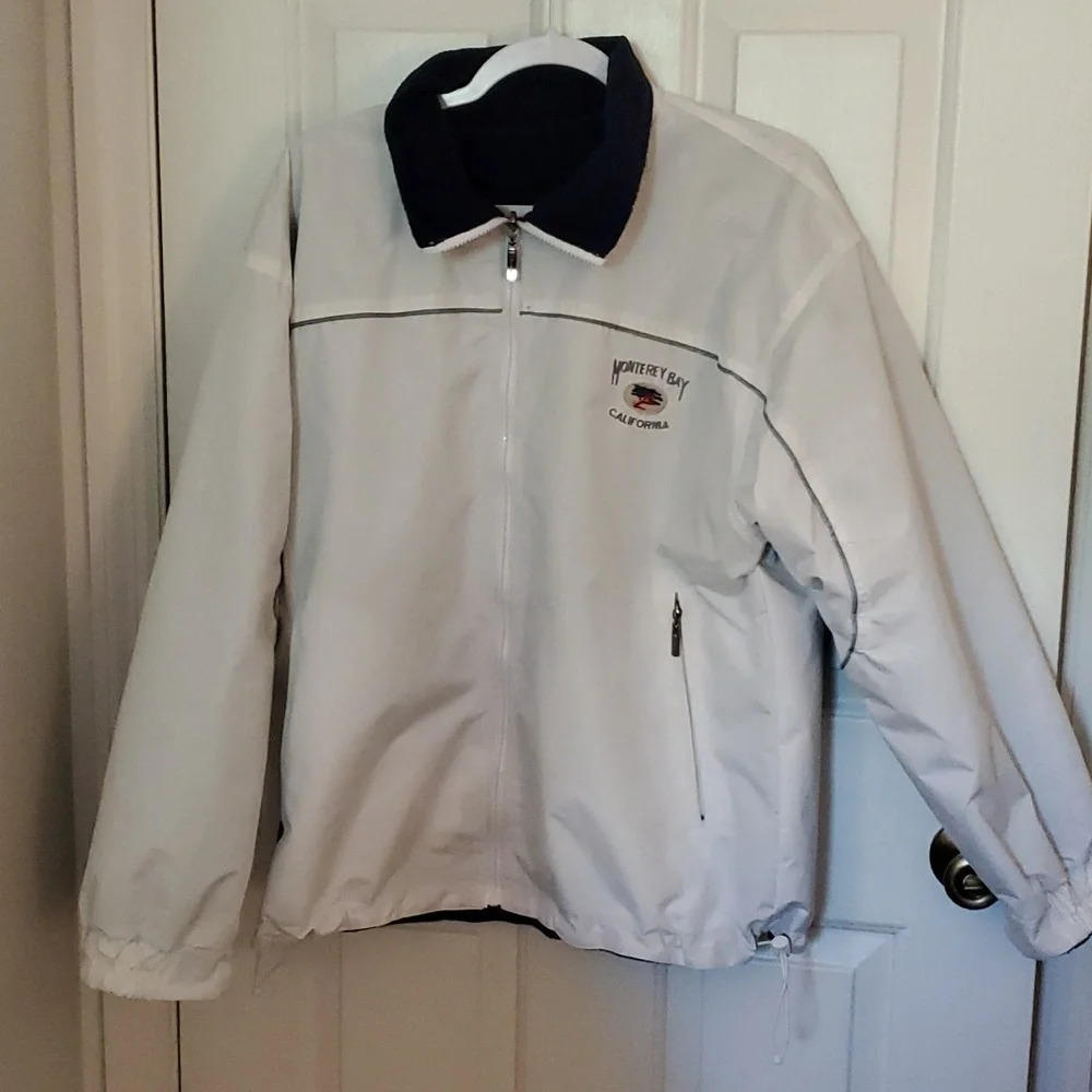 Cheneral Monterey Bay Reversible Zipper Up Jacket Navy and White Unisex